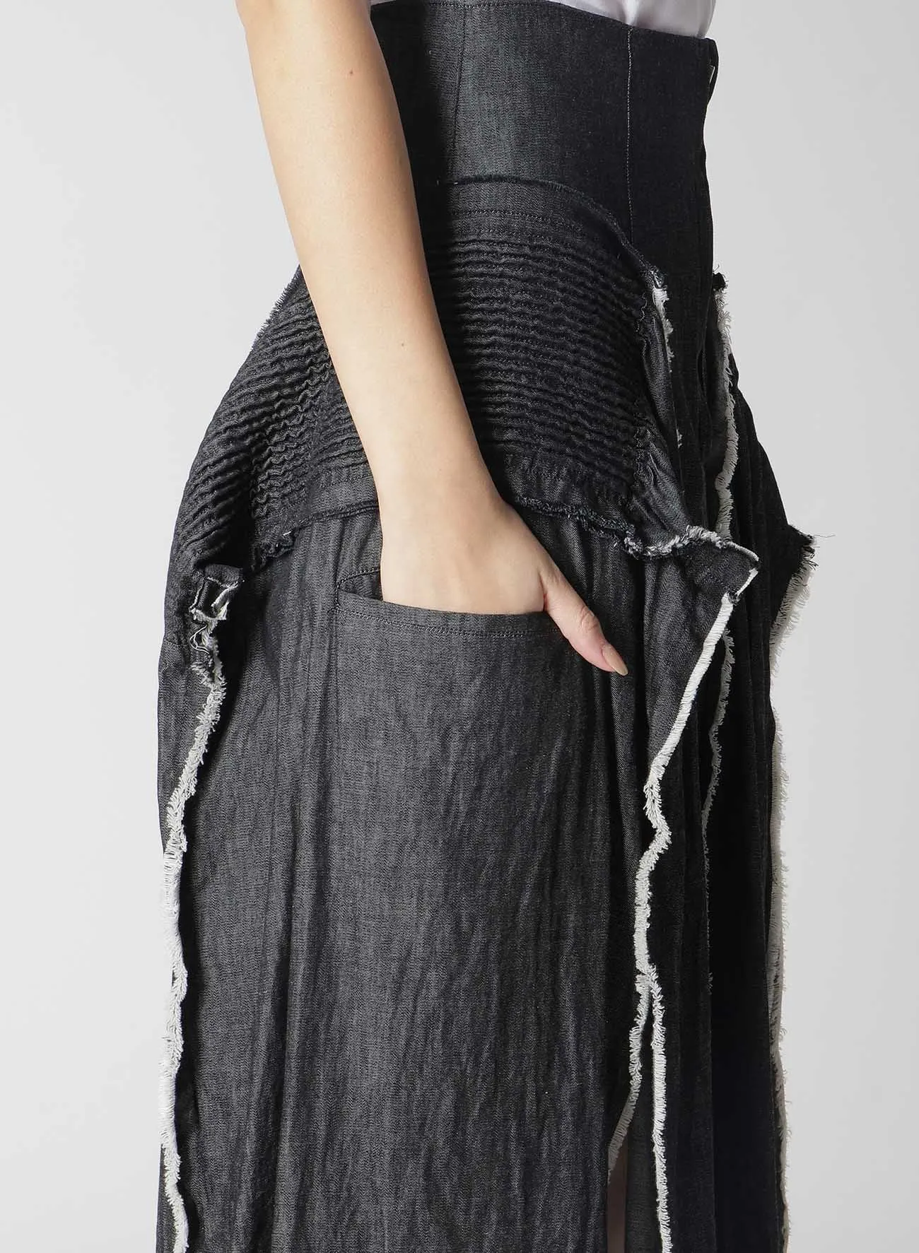 LIGHT DENIM GATHERED SKIRT