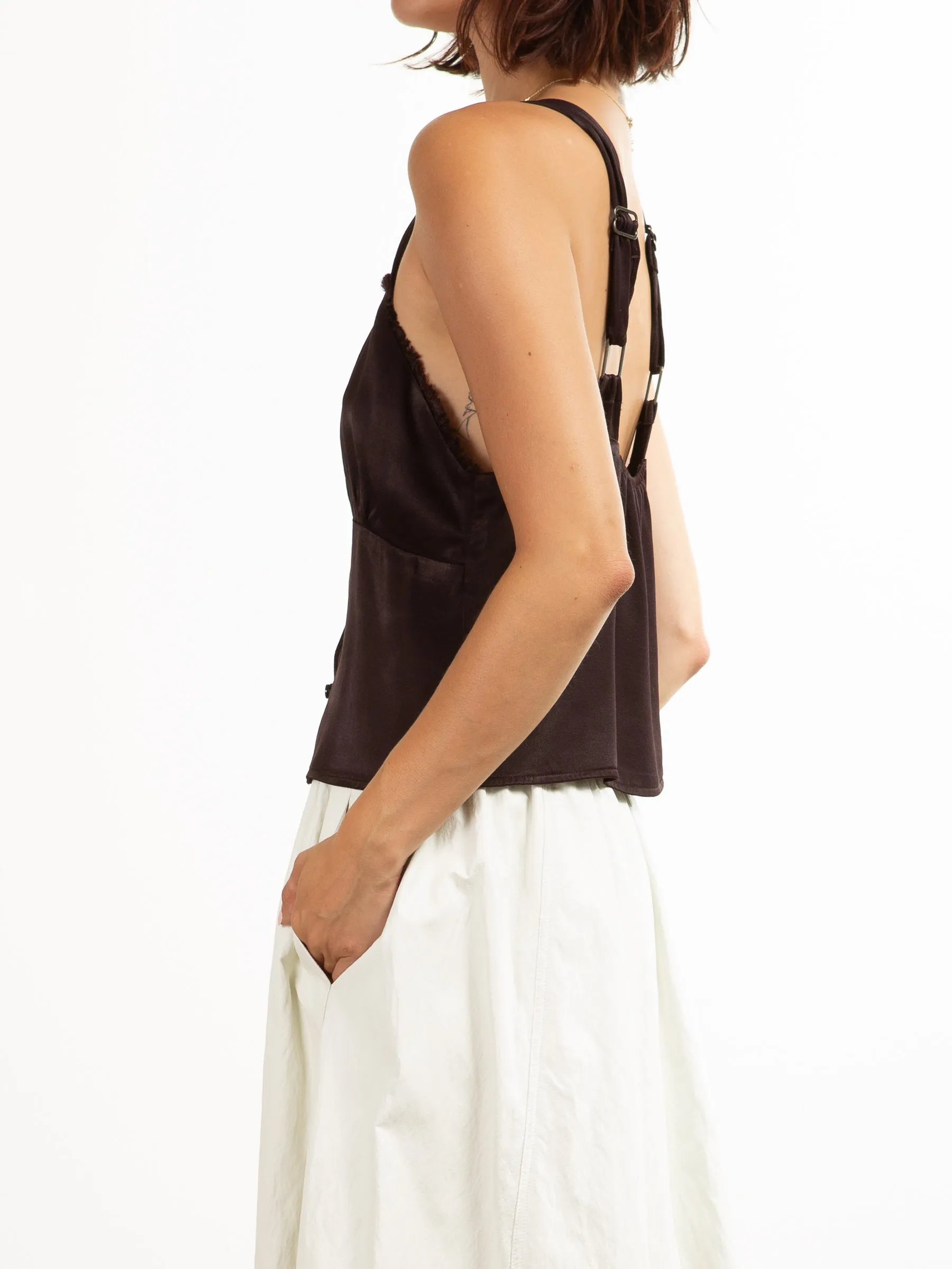 Lily Tank in Vintage Satin - Raisin