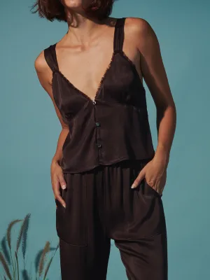 Lily Tank in Vintage Satin - Raisin