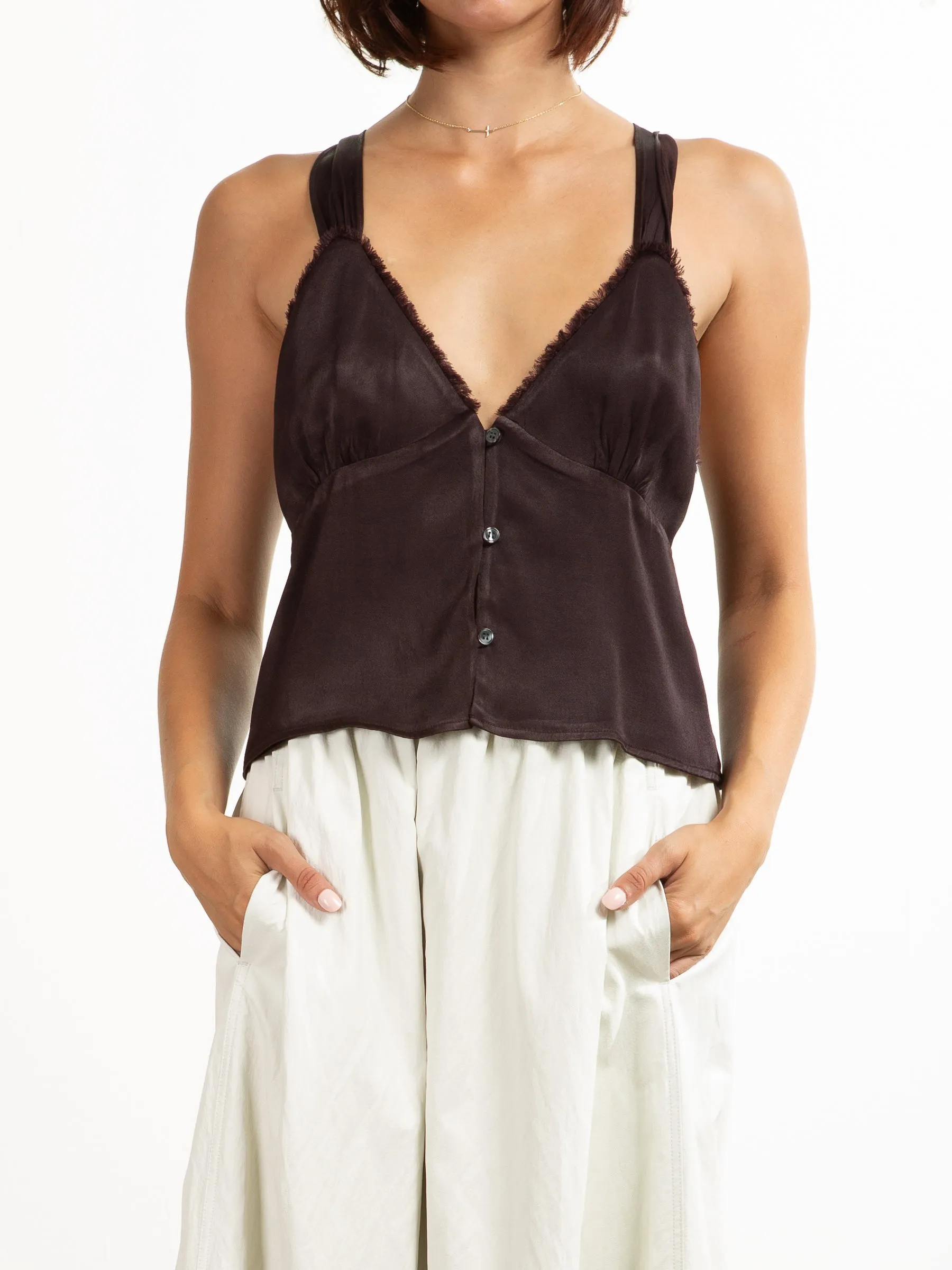 Lily Tank in Vintage Satin - Raisin