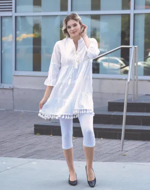 Long Sleeve Tiered Short Dress