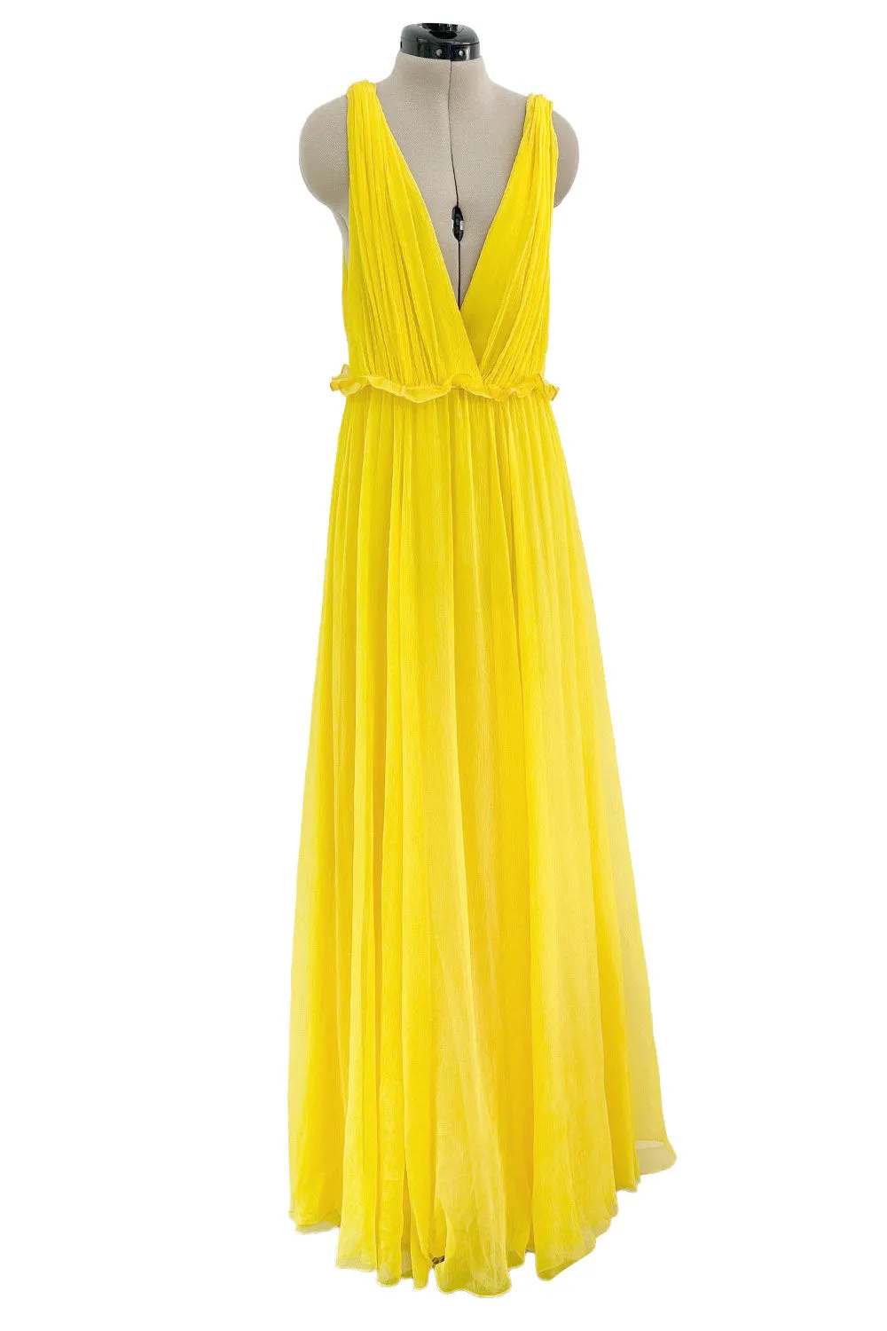 Look 47 Resort 2018 Christan Dior by Maria Grazia Chiuri Silk Chiffon Plunging Runway Dress