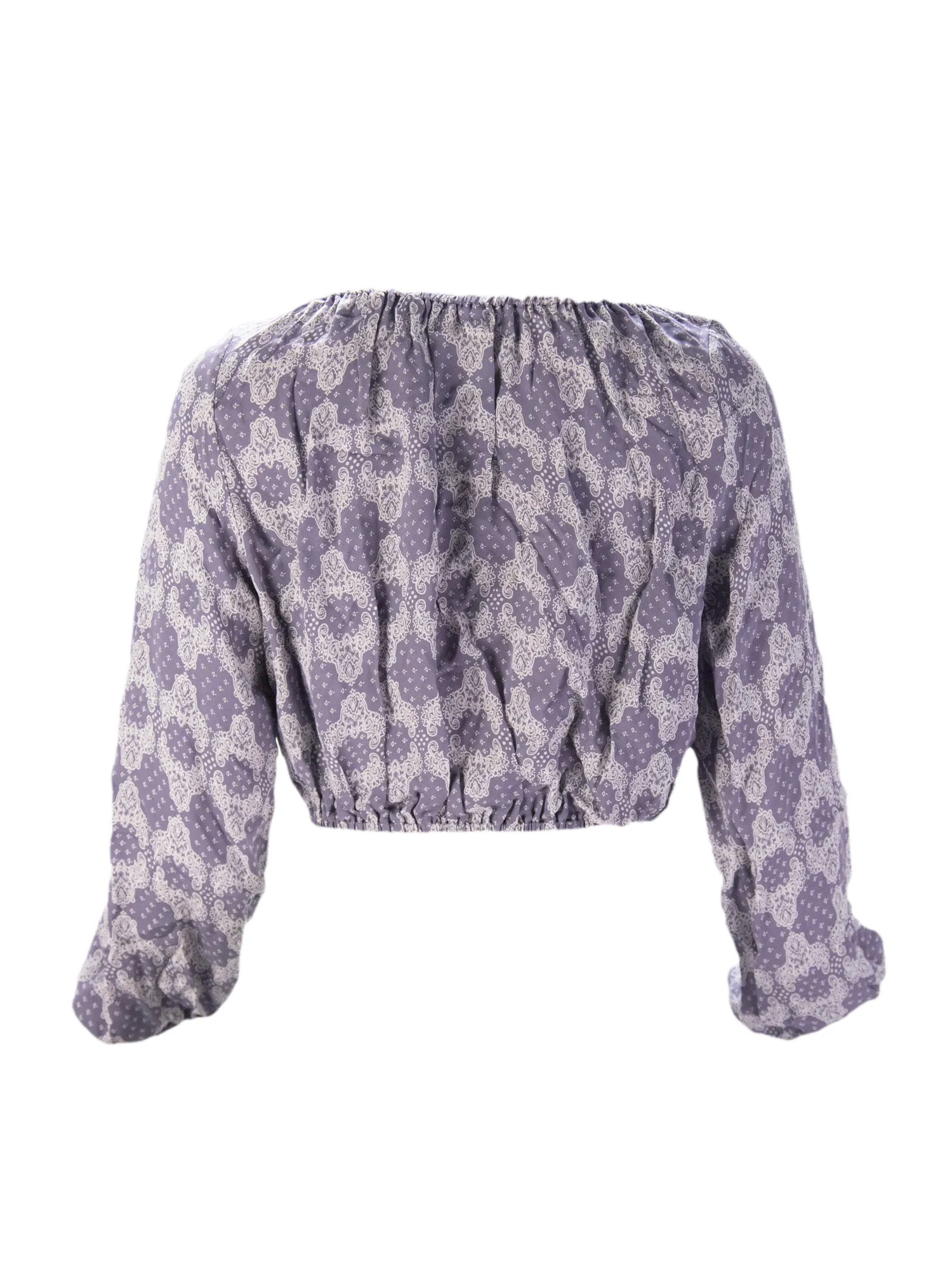 LOVESHACKFANCY Women's Bandana Silk Button Down Popover Top $215 NEW