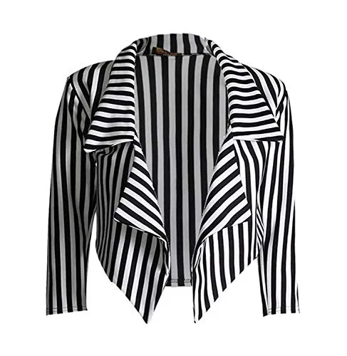 Loxdonz Women's Striped Crop Blazer Jacket