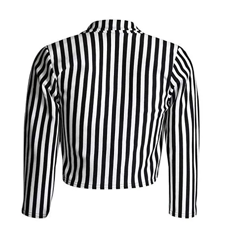 Loxdonz Women's Striped Crop Blazer Jacket