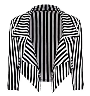 Loxdonz Women's Striped Crop Blazer Jacket