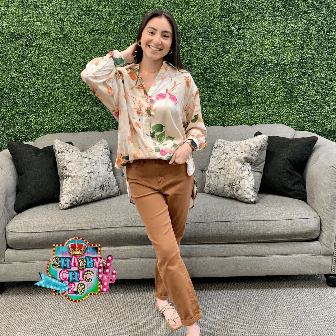Makin Life Easier Floral Top - Cream