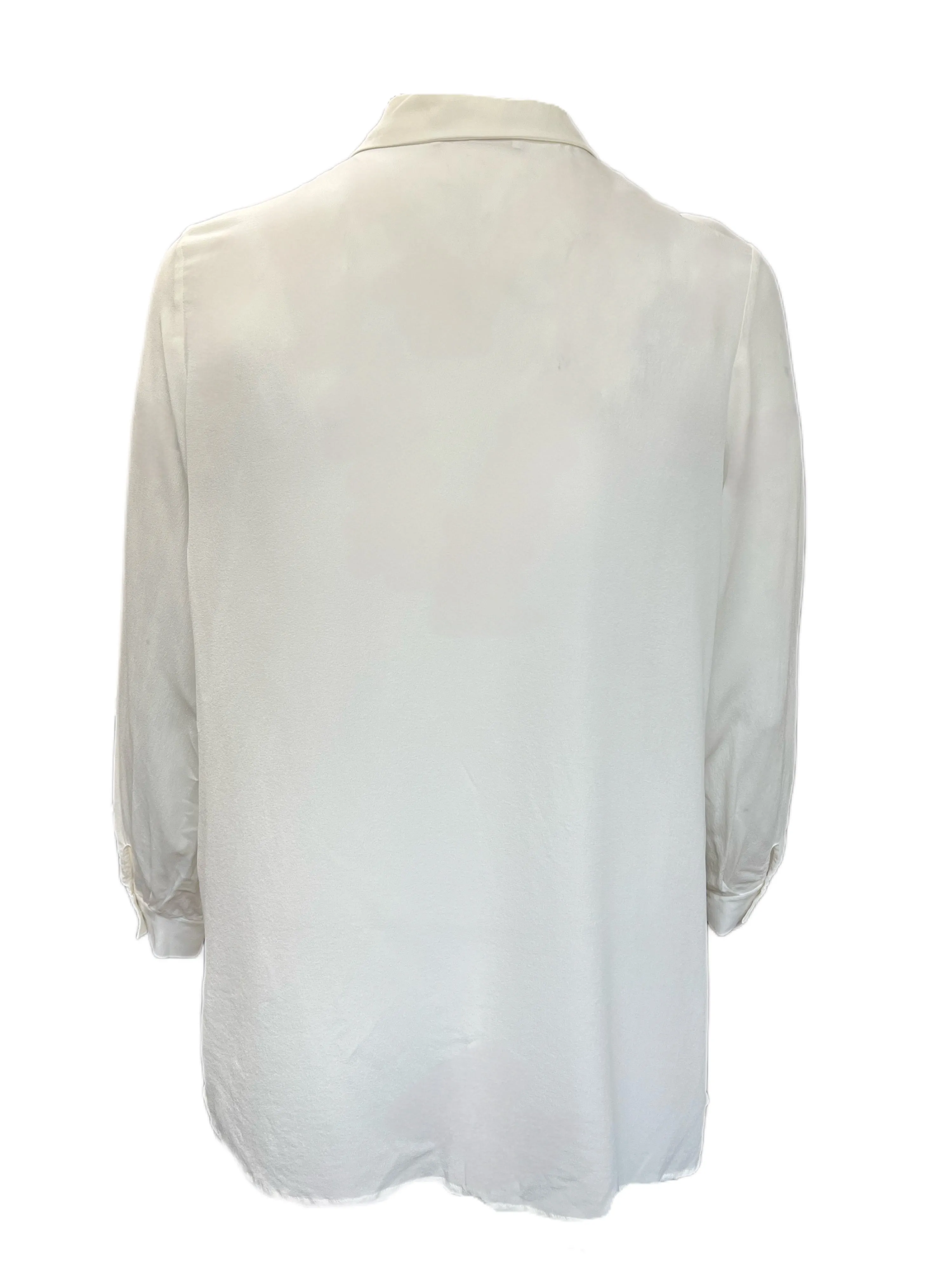 Marina Rinaldi Women's White Eva Button Down Silk Blouse NWT