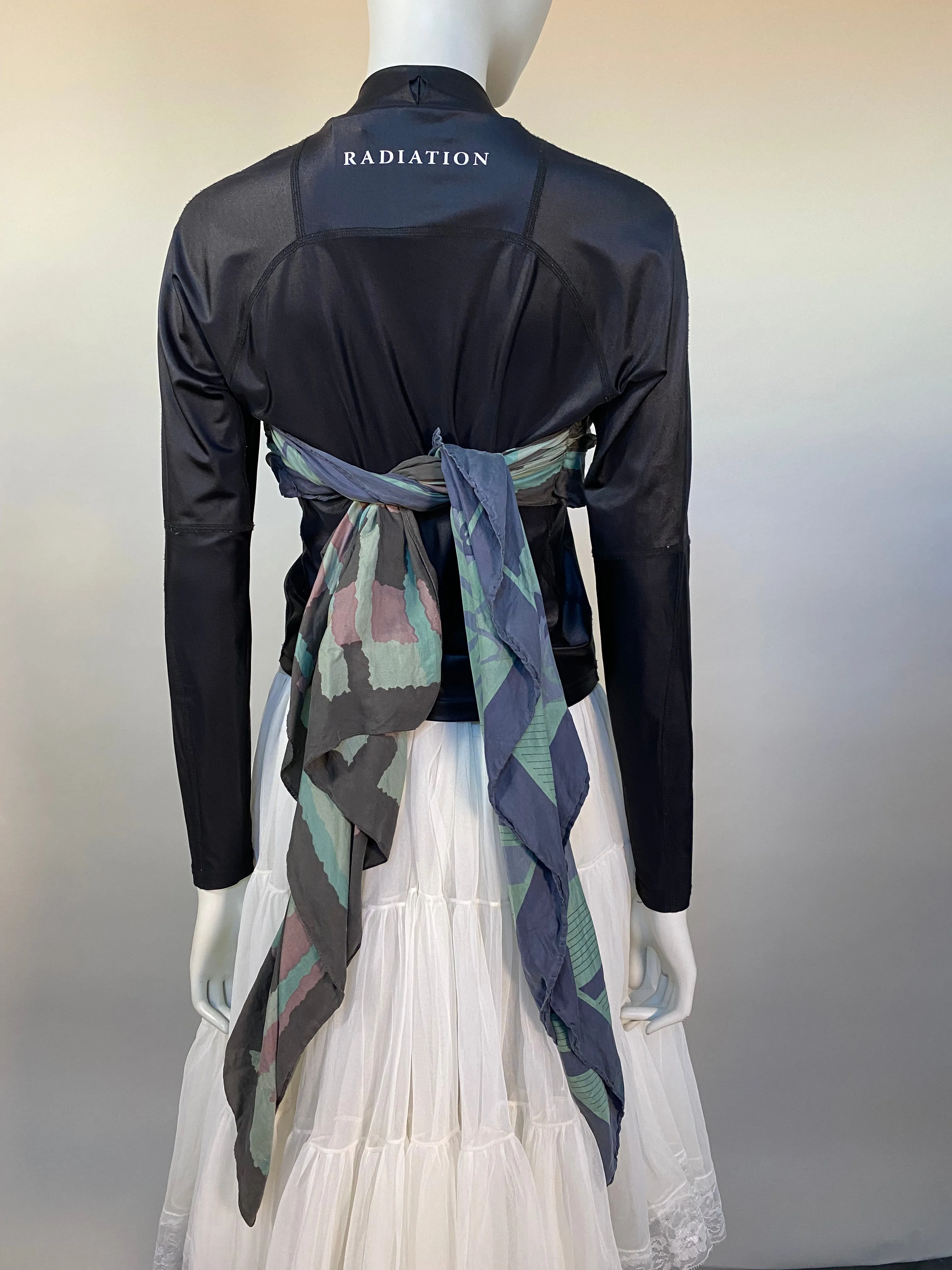 Marine Serre A/W ‘19 Draped Silk Scarf Mock Neck Top