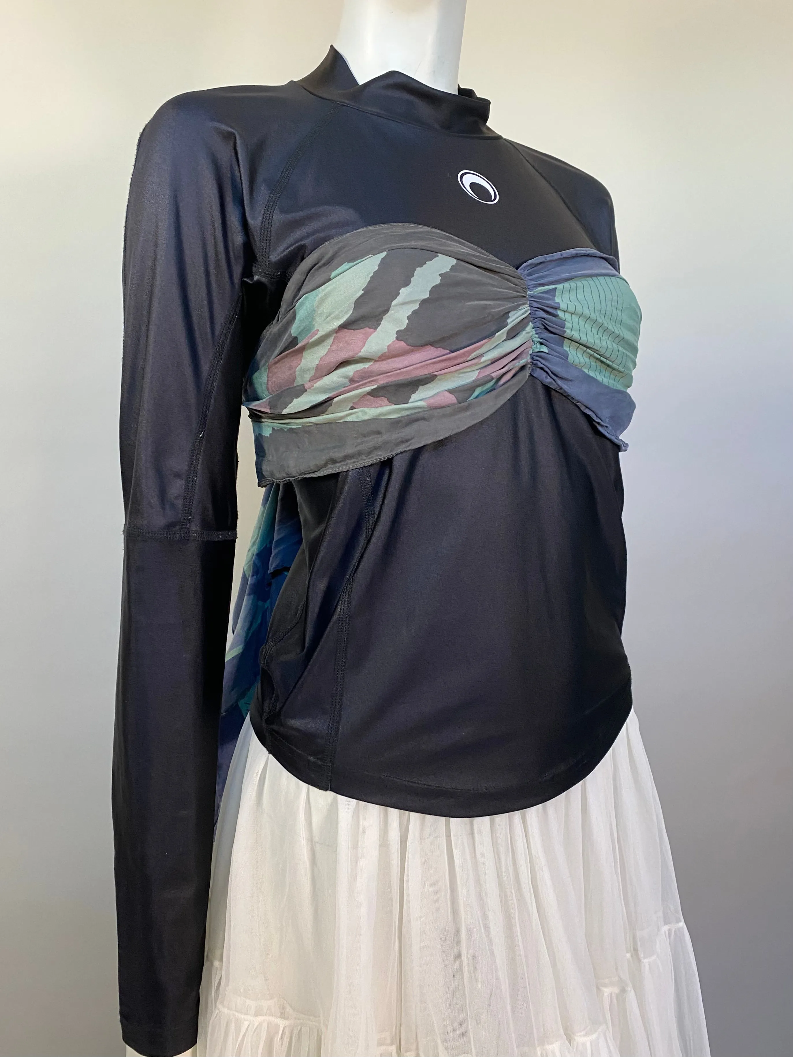 Marine Serre A/W ‘19 Draped Silk Scarf Mock Neck Top