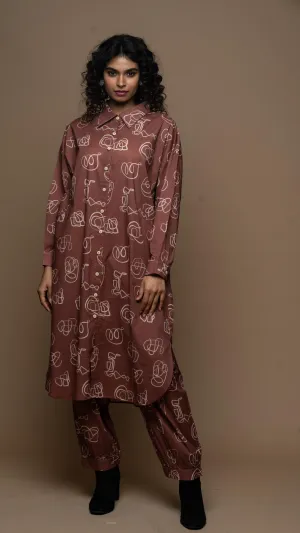 Marsala Arya Co-ord Kurta Set in And I dream more Pattern