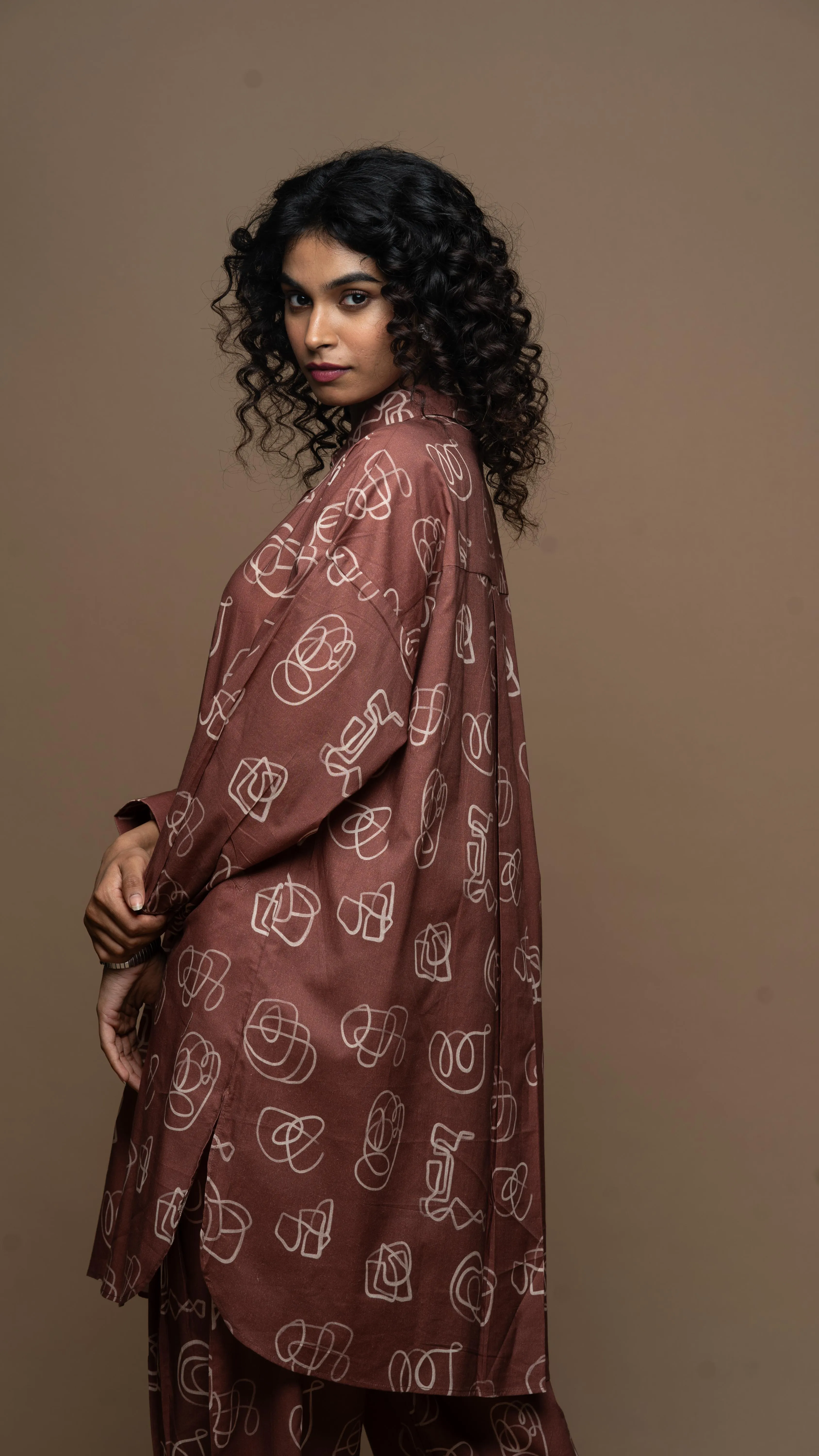 Marsala Arya Co-ord Kurta Set in And I dream more Pattern