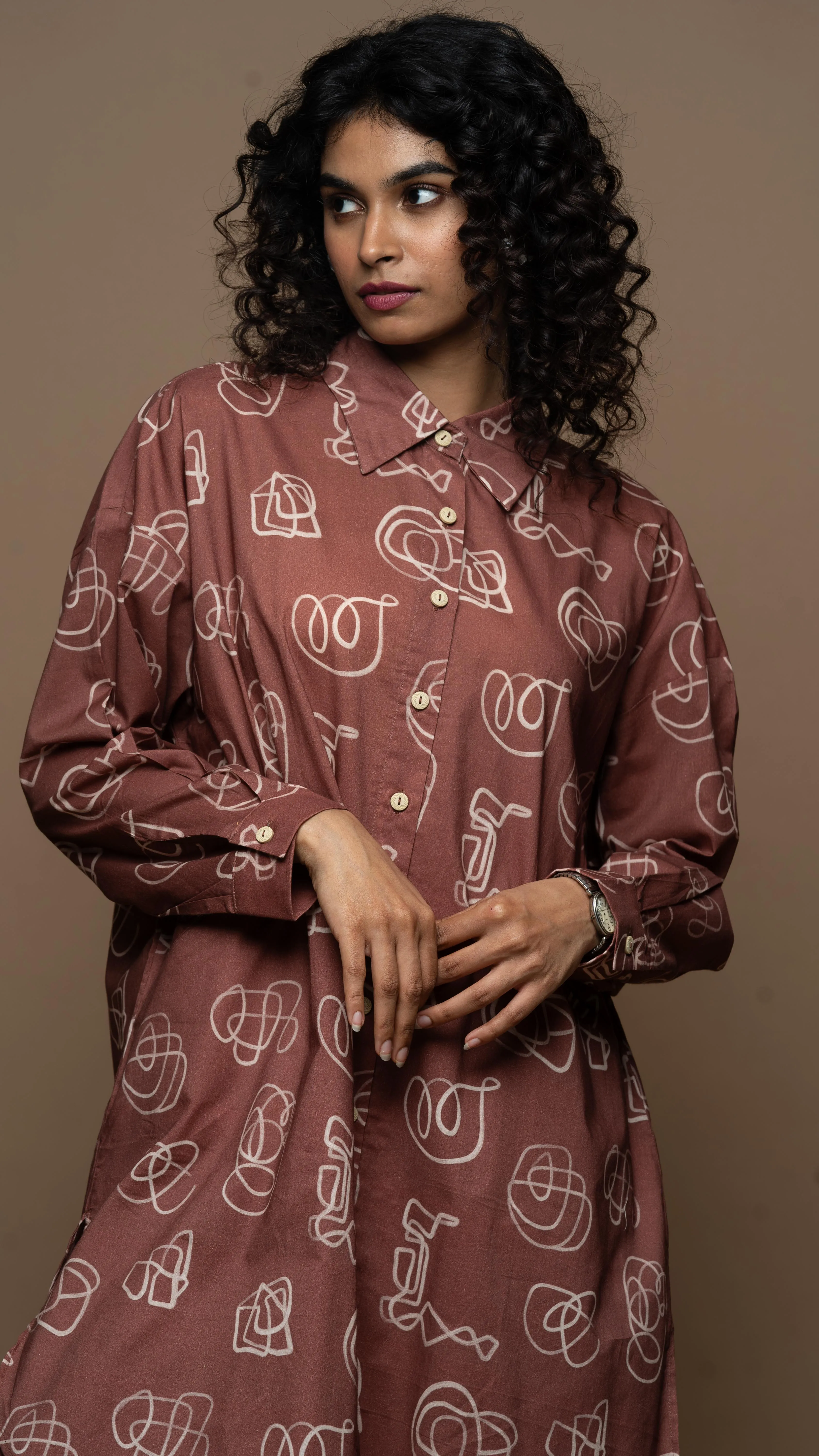 Marsala Arya Co-ord Kurta Set in And I dream more Pattern