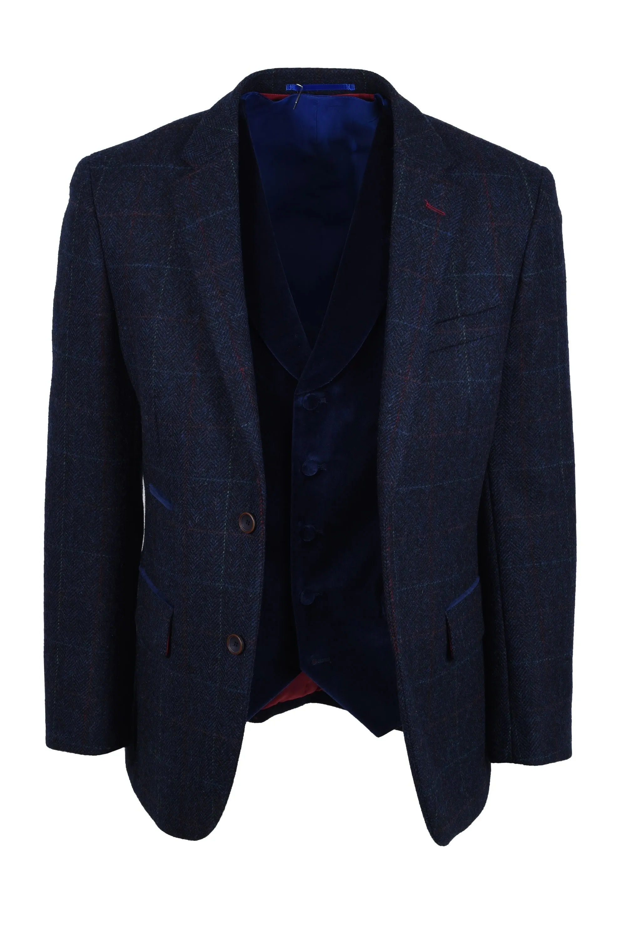 Mazelli Jacket And Waistcoat Blue Red Check