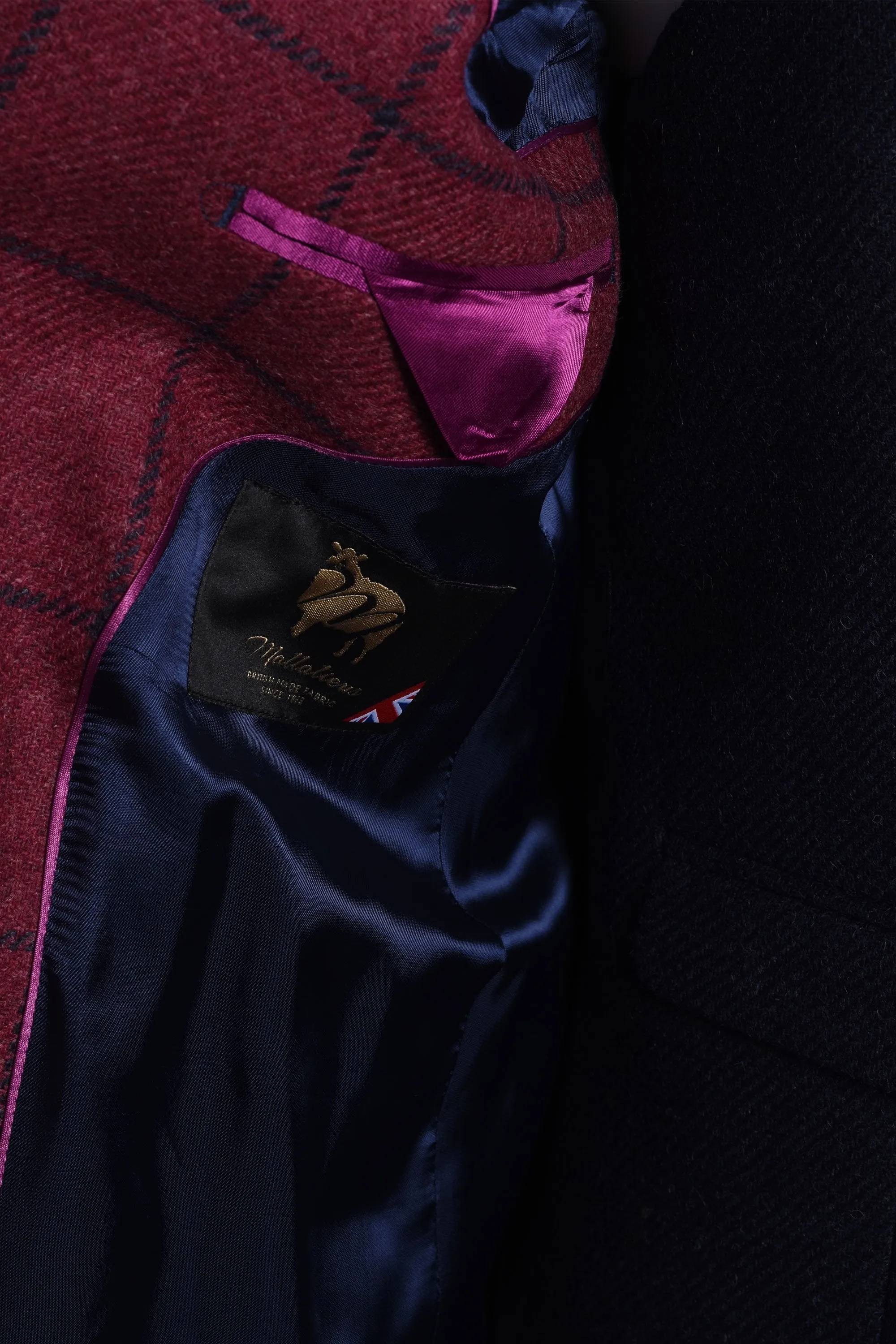 Mazzelli Jacket And Waistcoat Plum/Navy Check