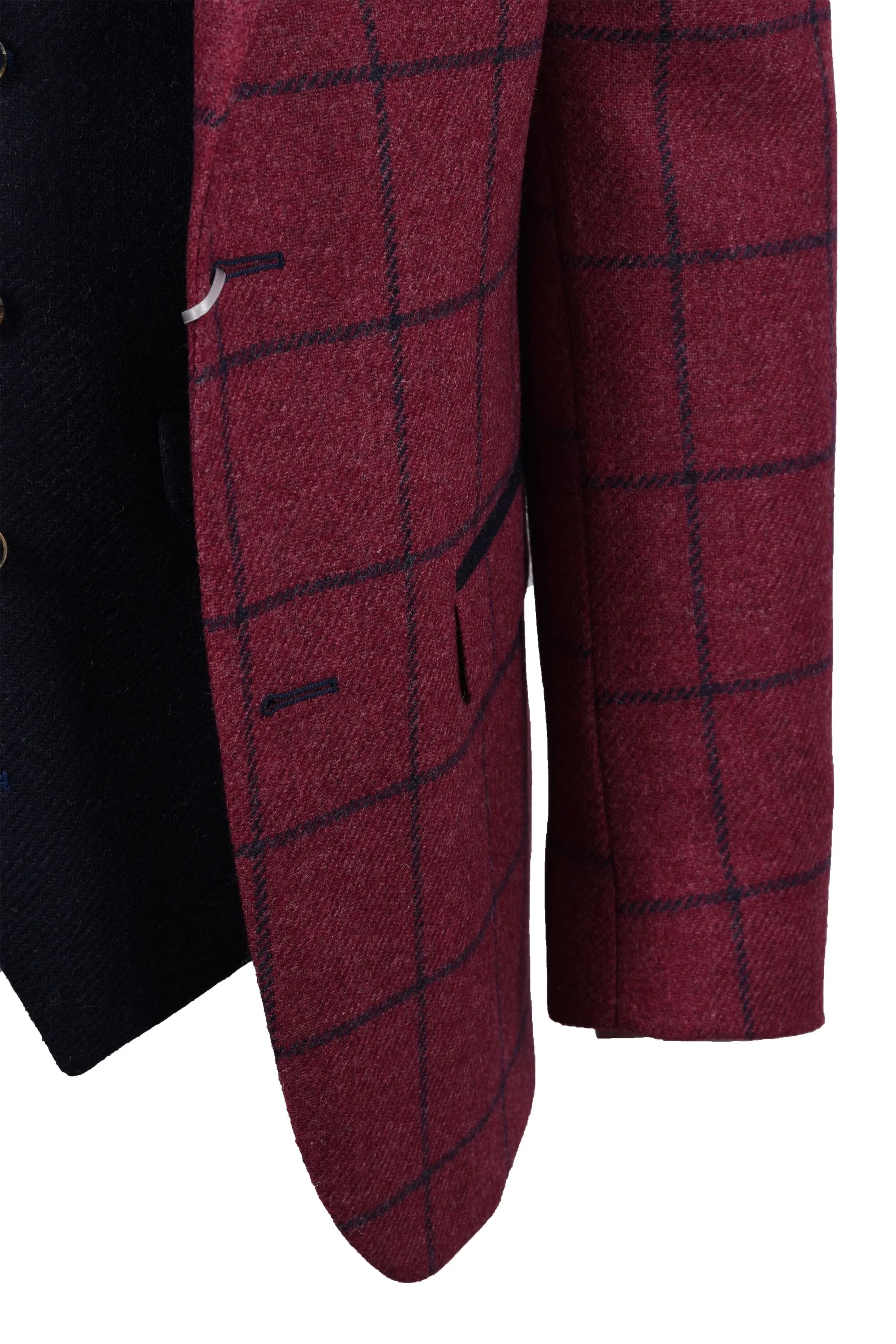 Mazzelli Jacket And Waistcoat Plum/Navy Check