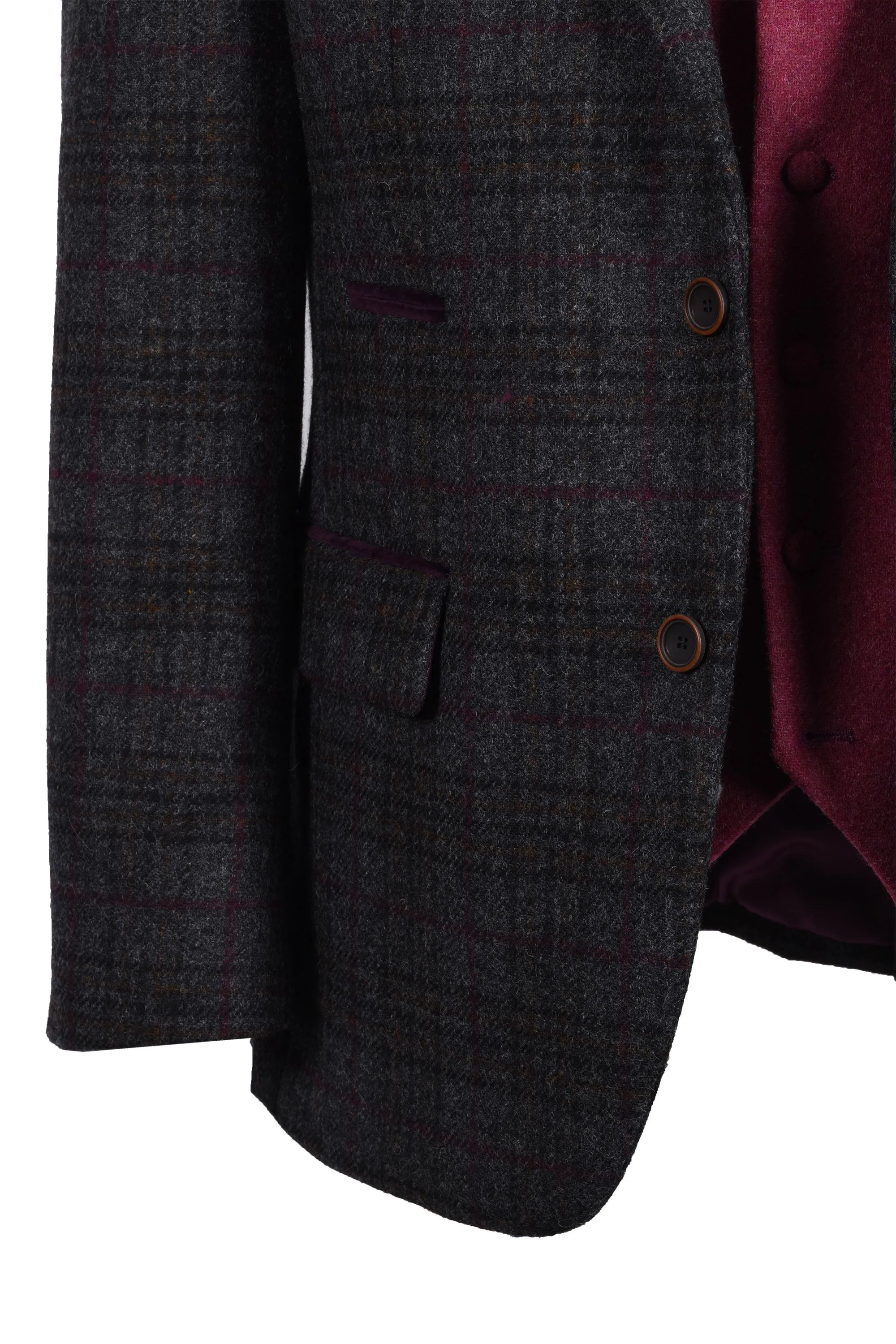 Mazzelli Jacket Charcoal Plum Check