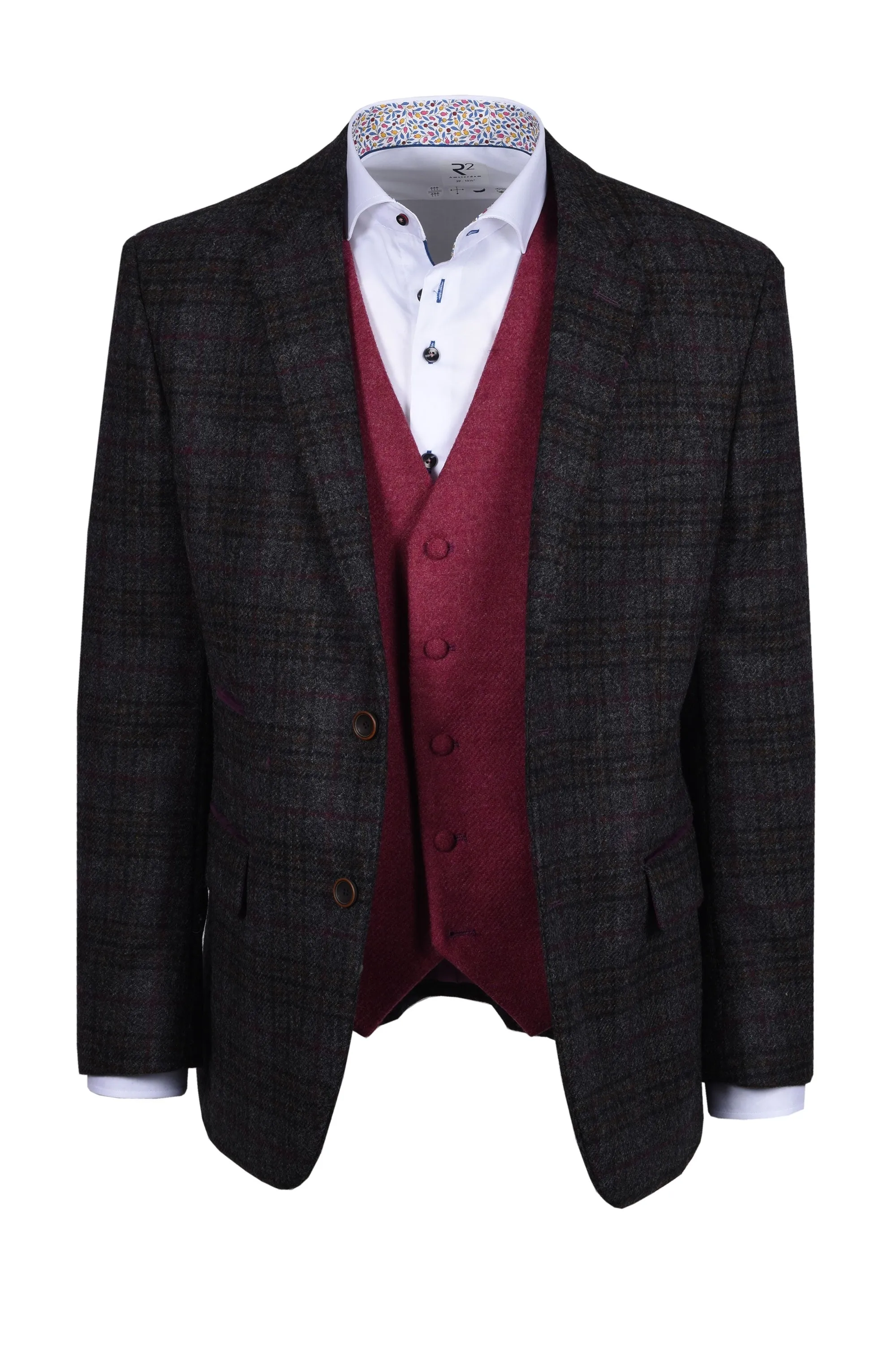 Mazzelli Jacket Charcoal Plum Check