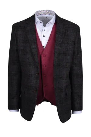 Mazzelli Jacket Charcoal Plum Check