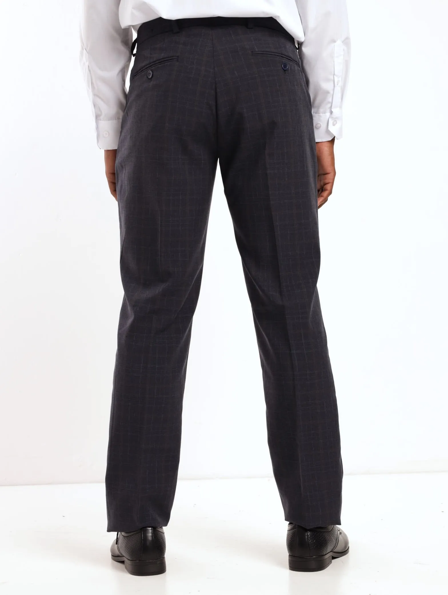 Men's Basic Tonal Check Trouser - Navy/Black