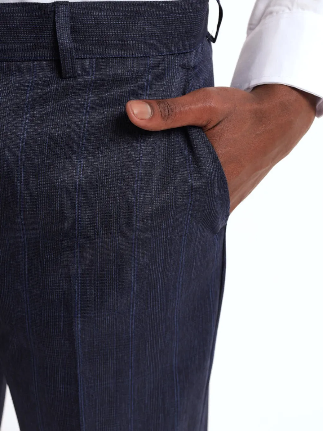 Men's Check Trouser - Navy