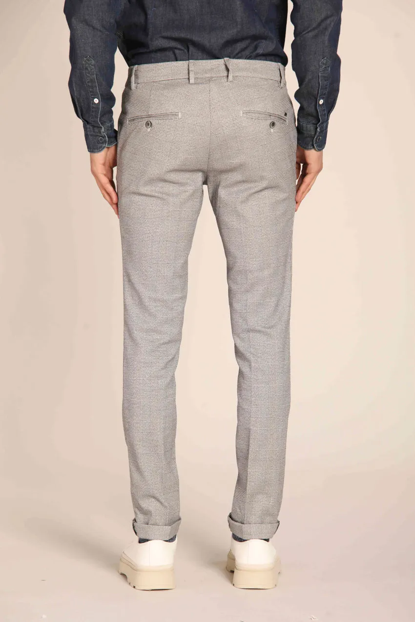 Milano men's chino pants with faded Glen check pattern, extra slim fit