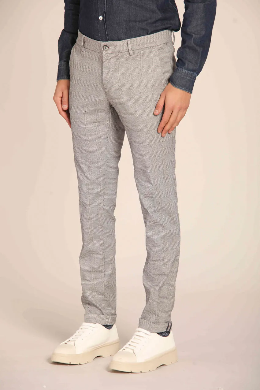 Milano men's chino pants with faded Glen check pattern, extra slim fit