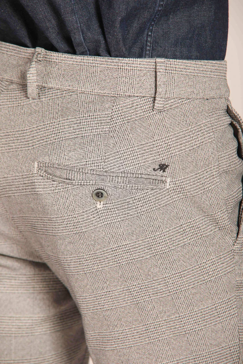 Milano men's chino pants with faded Glen check pattern, extra slim fit