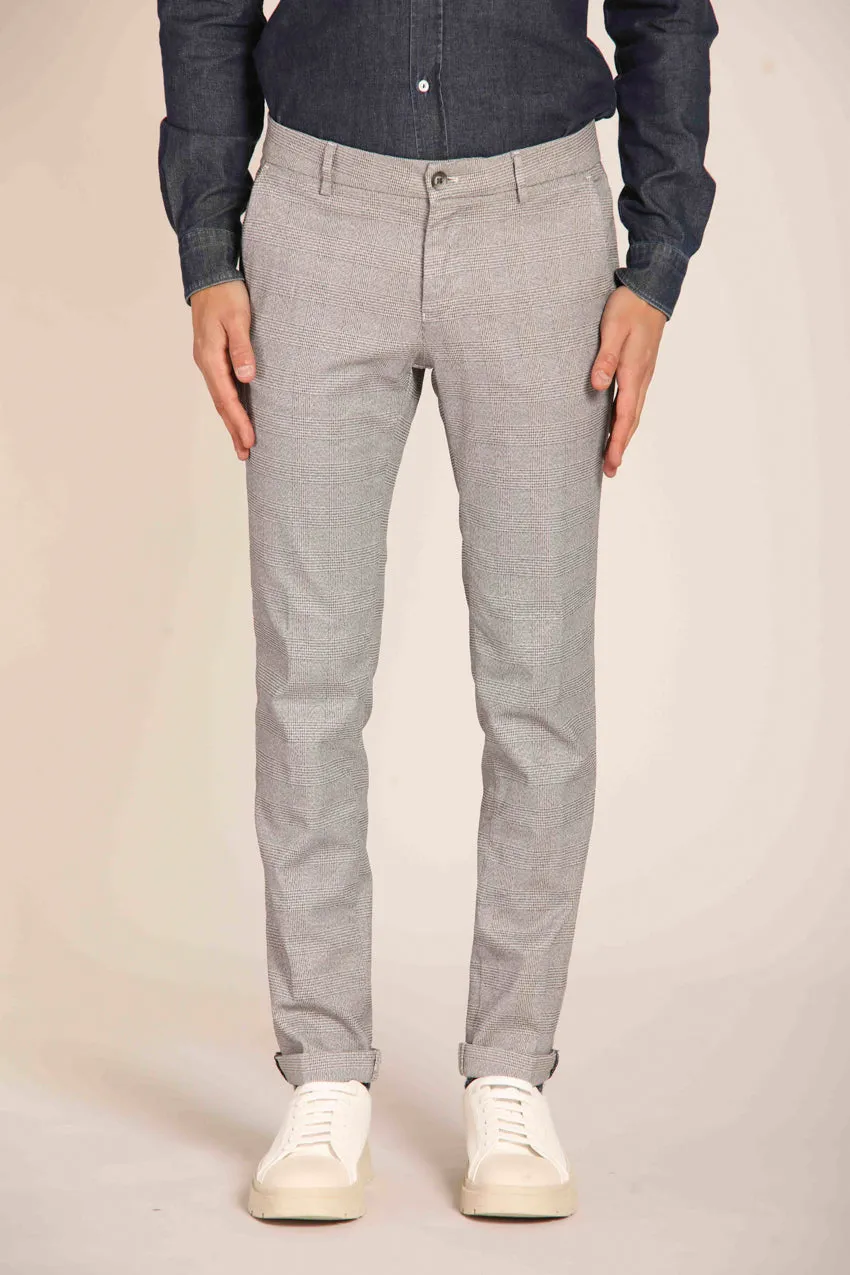 Milano men's chino pants with faded Glen check pattern, extra slim fit
