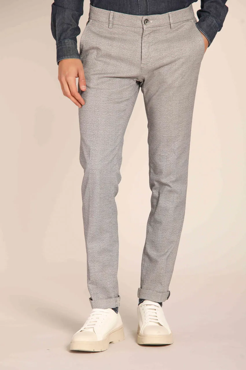 Milano men's chino pants with faded Glen check pattern, extra slim fit
