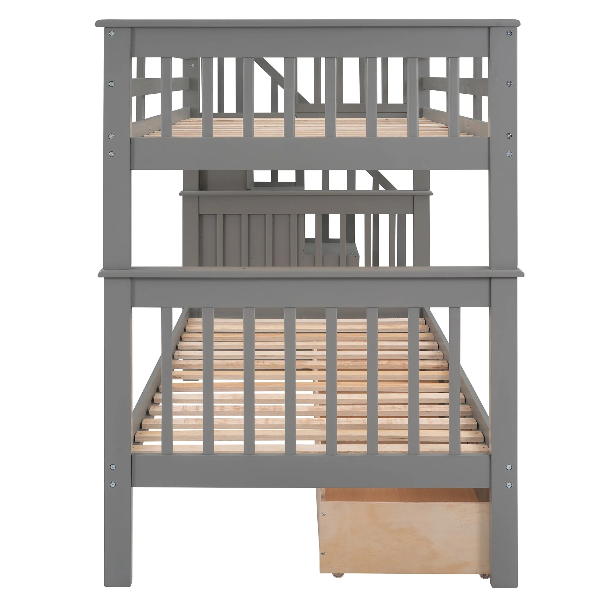 MyRoom Stairway Twin-Over-Twin Bunk Bed with Three Drawers