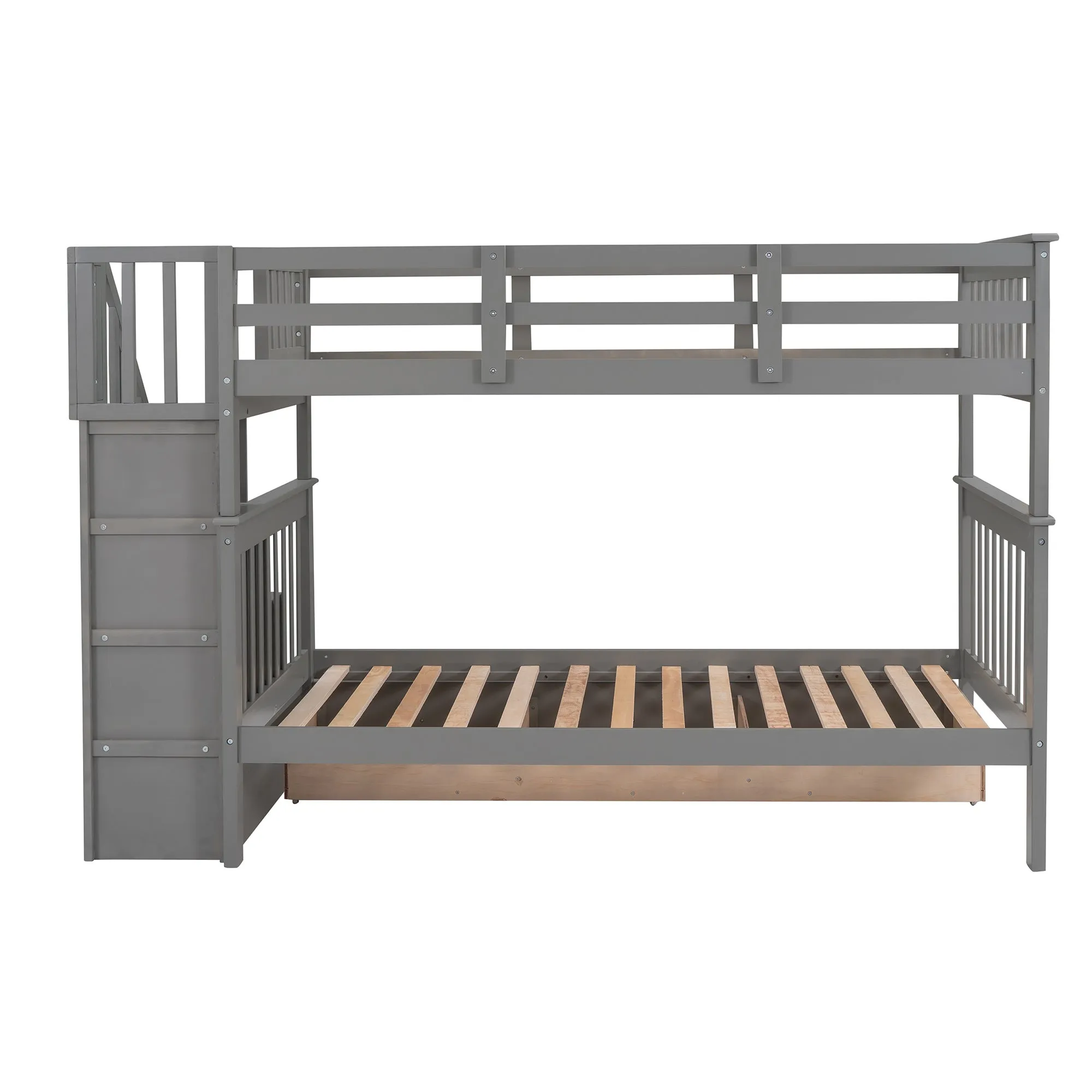 MyRoom Stairway Twin-Over-Twin Bunk Bed with Three Drawers