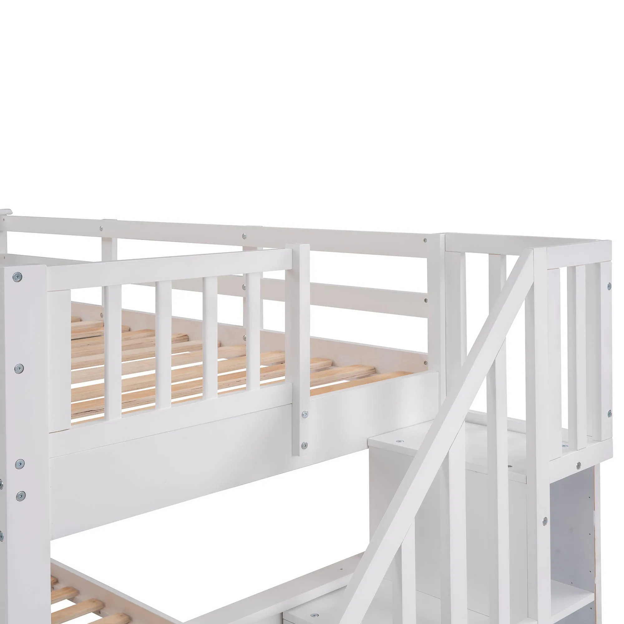 MyRoom Stairway Twin-Over-Twin Bunk Bed with Three Drawers