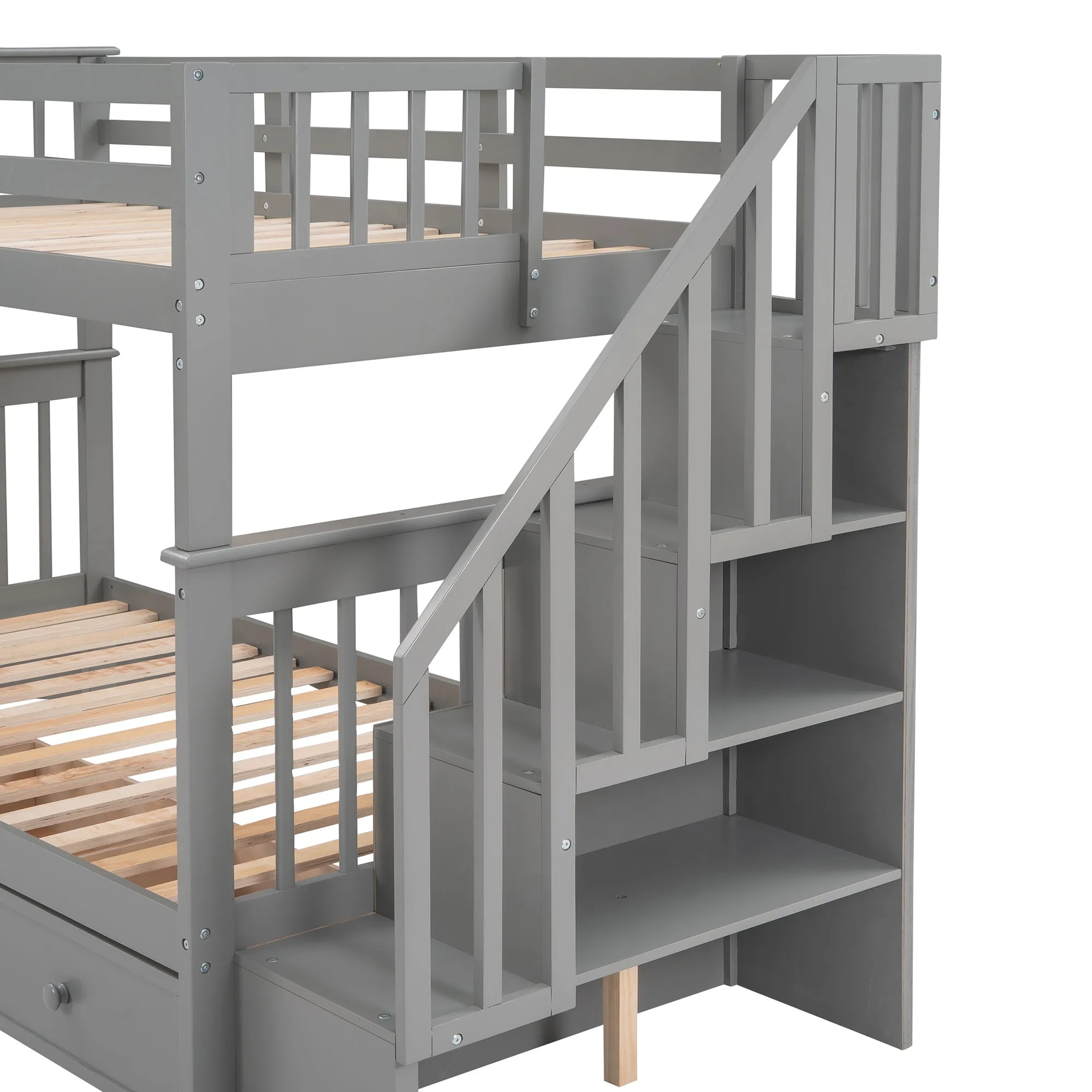 MyRoom Stairway Twin-Over-Twin Bunk Bed with Three Drawers