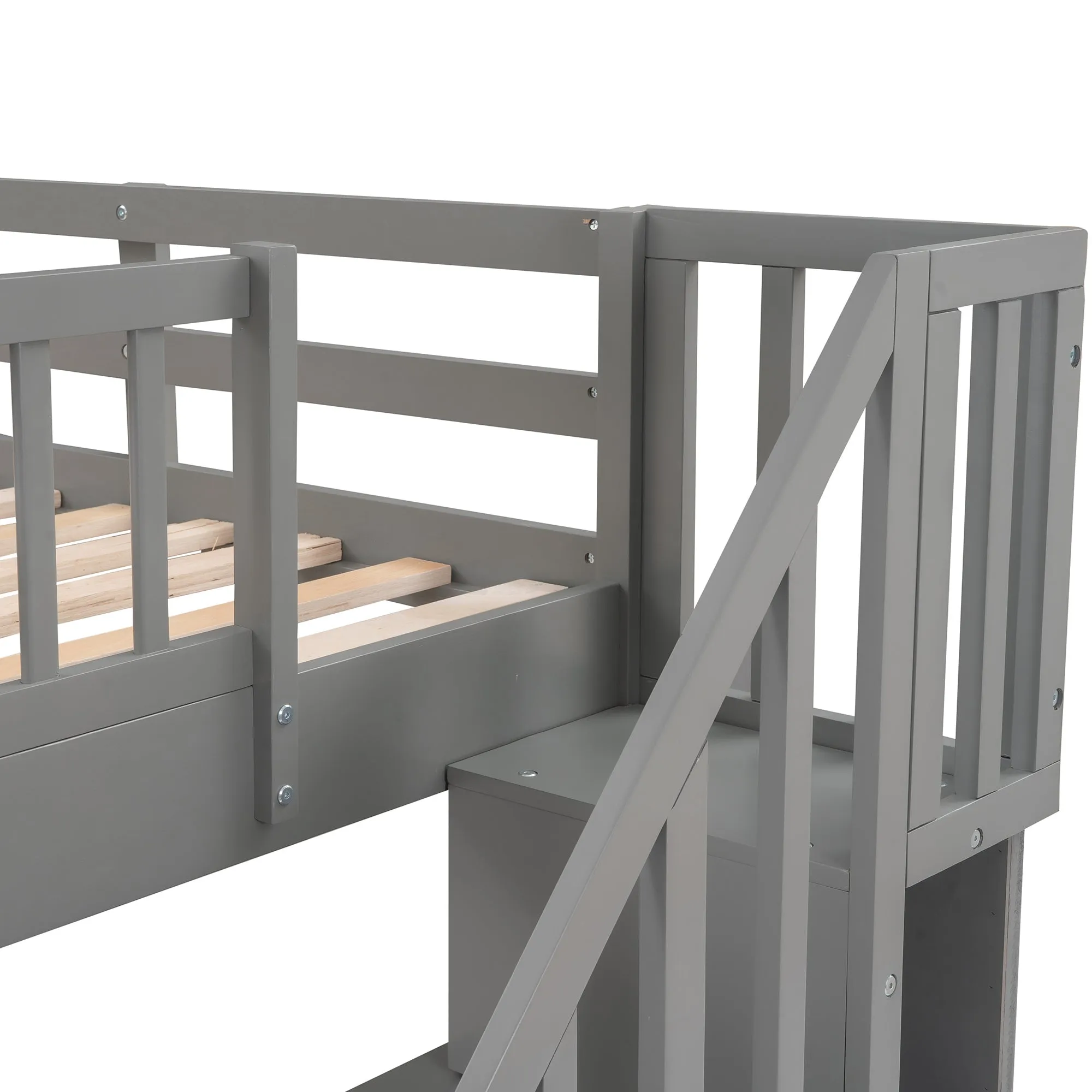 MyRoom Stairway Twin-Over-Twin Bunk Bed with Three Drawers