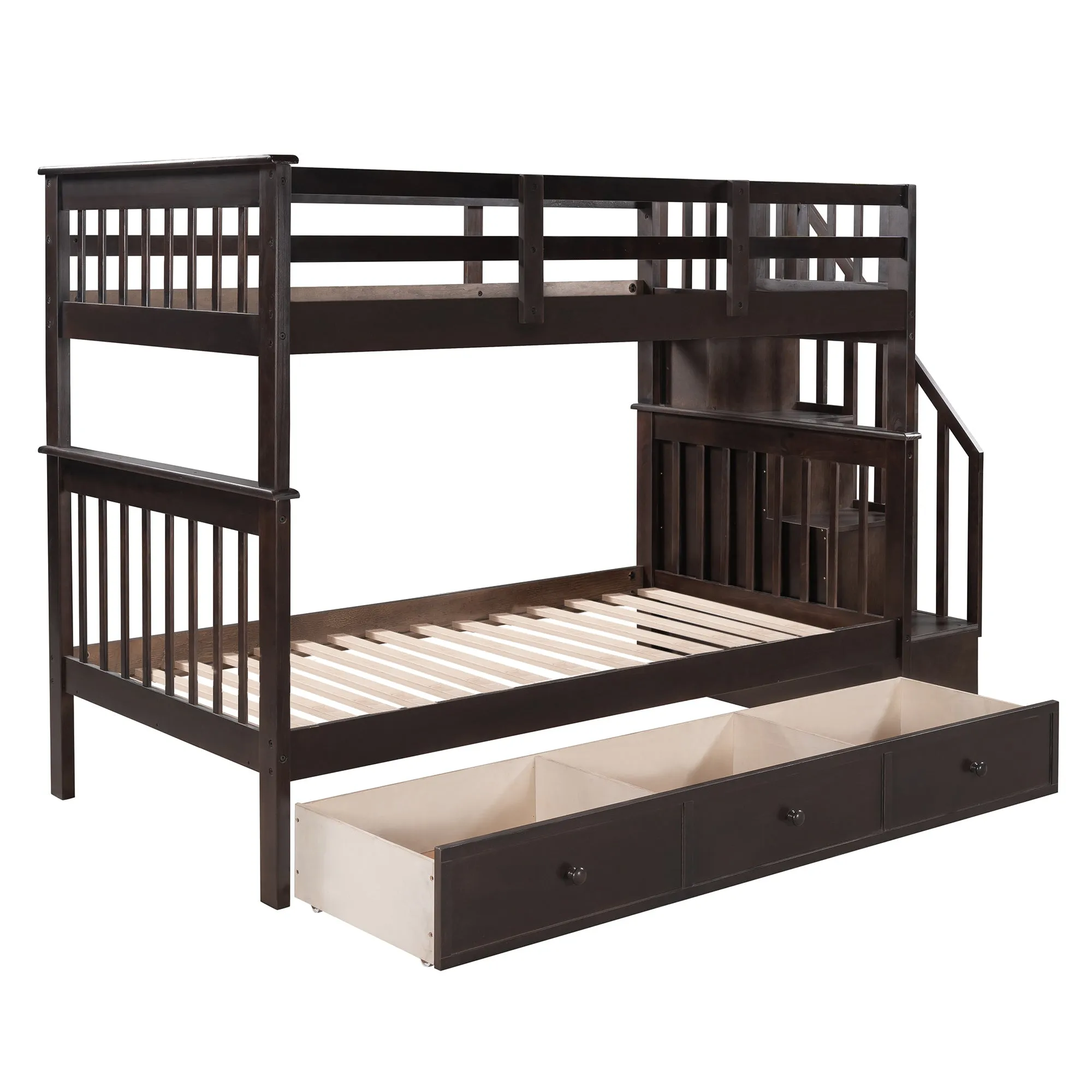 MyRoom Stairway Twin-Over-Twin Bunk Bed with Three Drawers