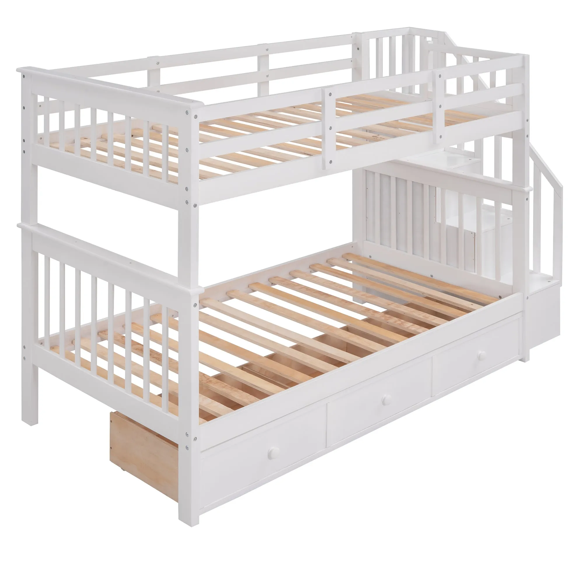 MyRoom Stairway Twin-Over-Twin Bunk Bed with Three Drawers