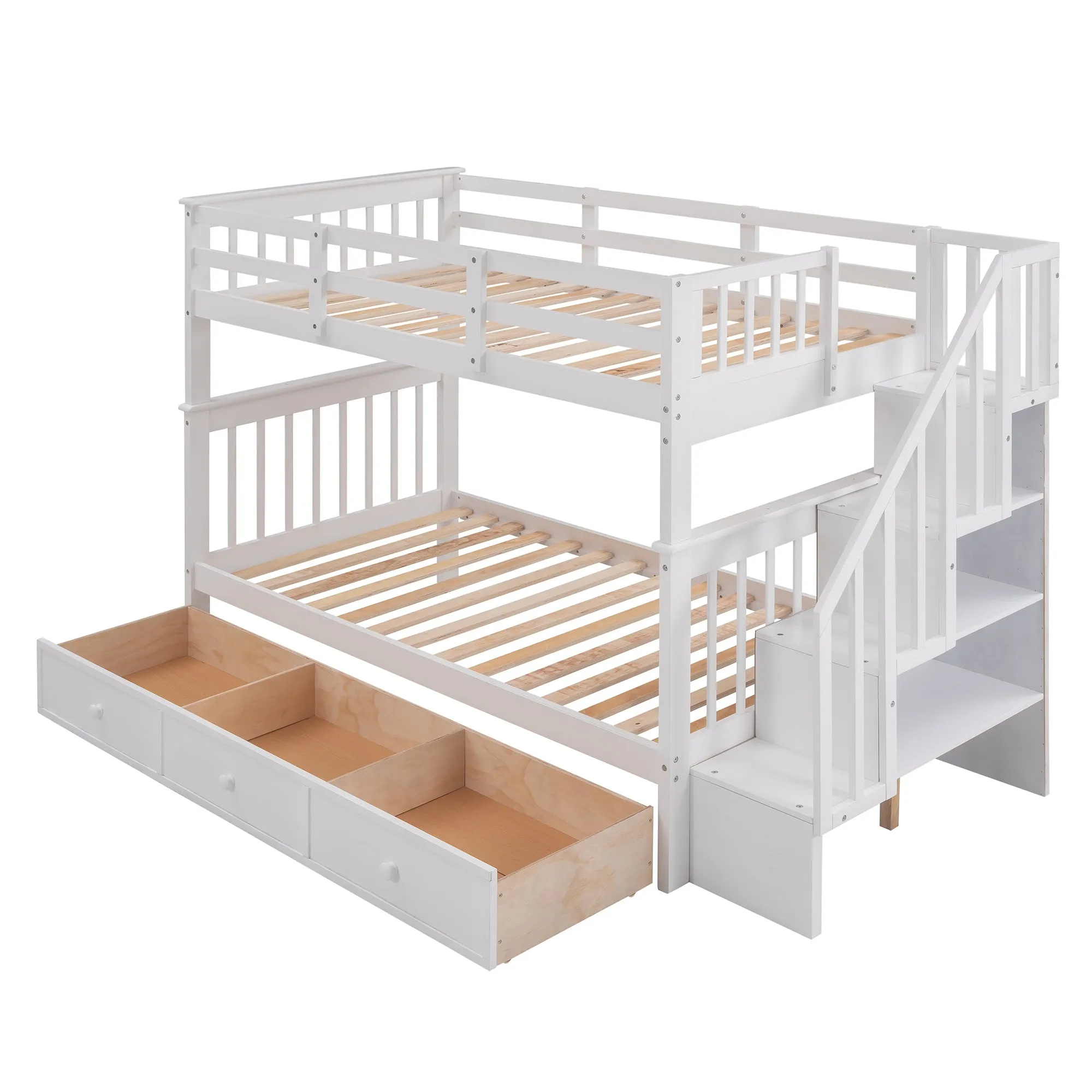 MyRoom Stairway Twin-Over-Twin Bunk Bed with Three Drawers