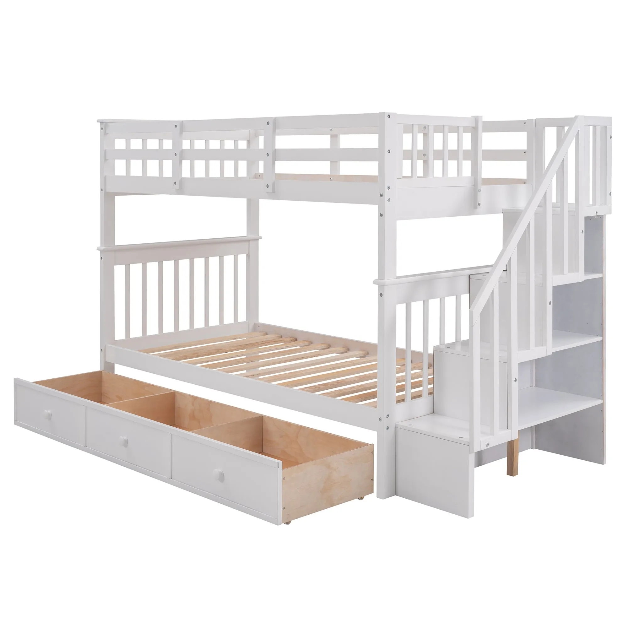 MyRoom Stairway Twin-Over-Twin Bunk Bed with Three Drawers