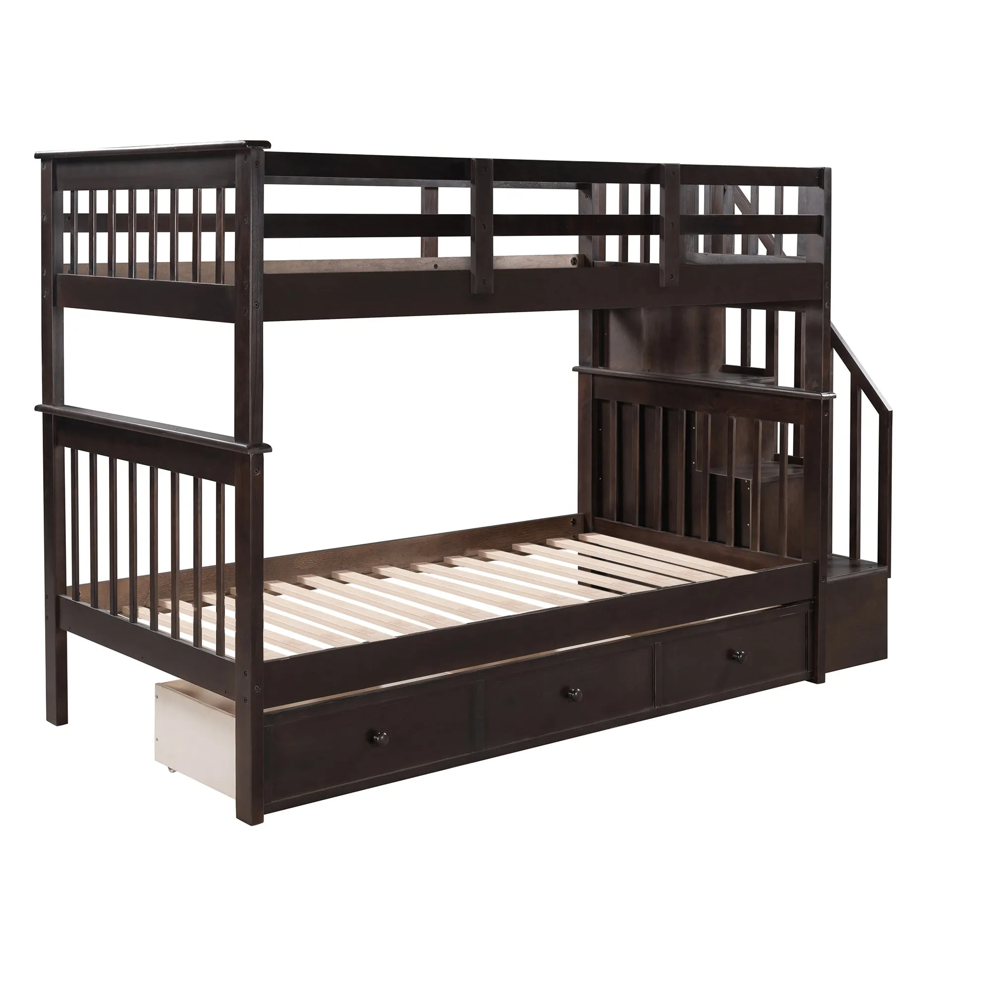 MyRoom Stairway Twin-Over-Twin Bunk Bed with Three Drawers