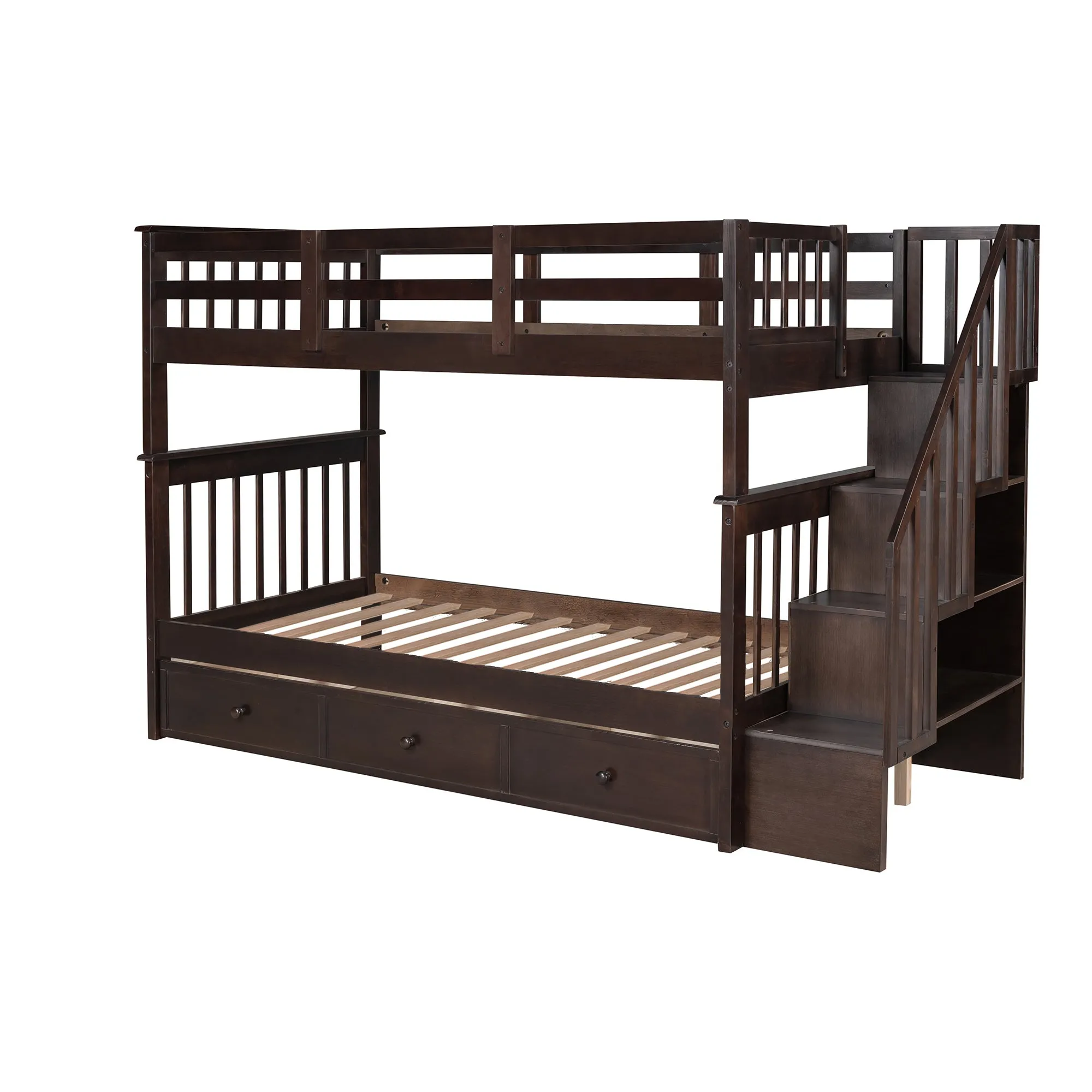 MyRoom Stairway Twin-Over-Twin Bunk Bed with Three Drawers