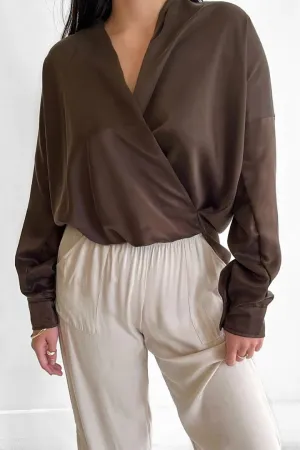 Natalie Busby Silk Twist Blouse in Espresso