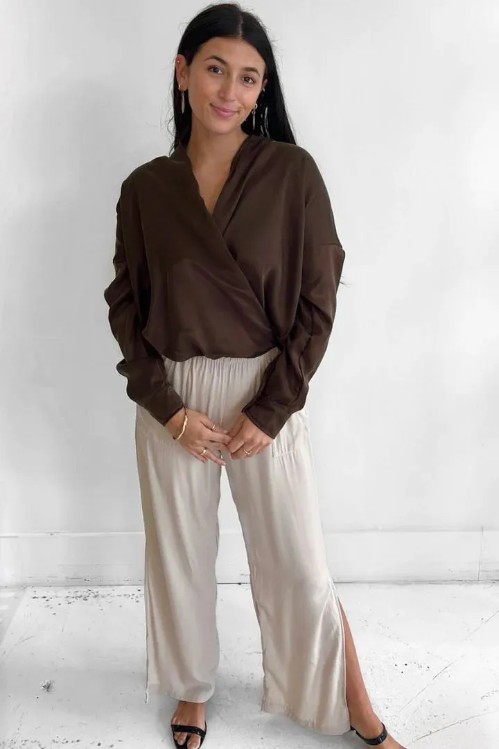 Natalie Busby Silk Twist Blouse in Espresso