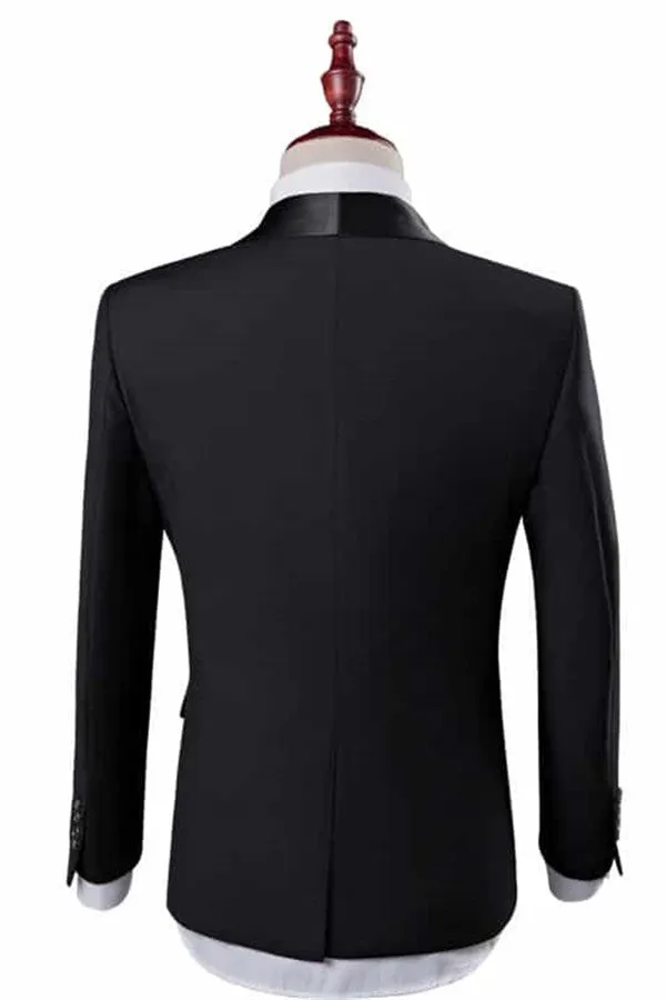 New in Black Groom Tuxedos Groomsmen Shawl Lapel Best Men Suit groom Wedding Marriage Suits