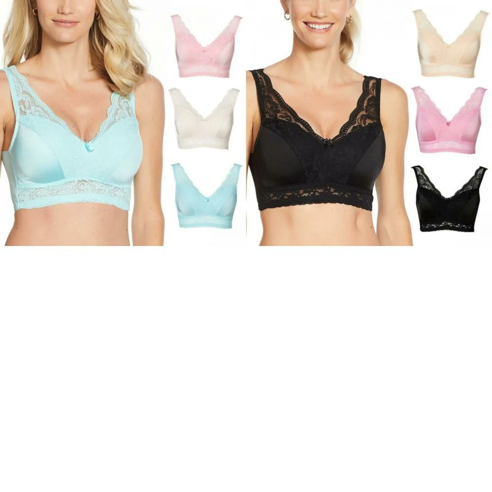 New Rhonda Shear LOT OF 3 Pinup Bra With Removable Pads. 656439-NEW Large