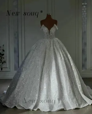 Off the Shoulder Ball Gown Wedding Dresses for Women Bride