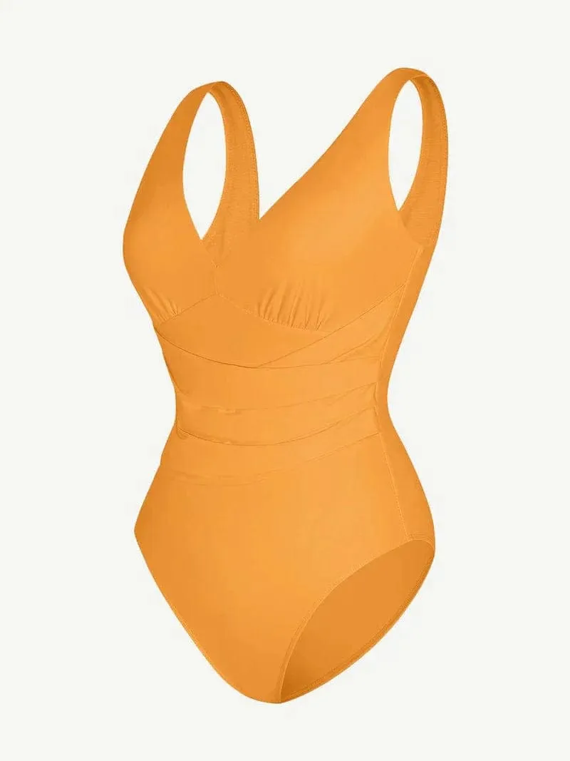 One Piece Plunge Low Back Tummy Control Shaper Swimsuit