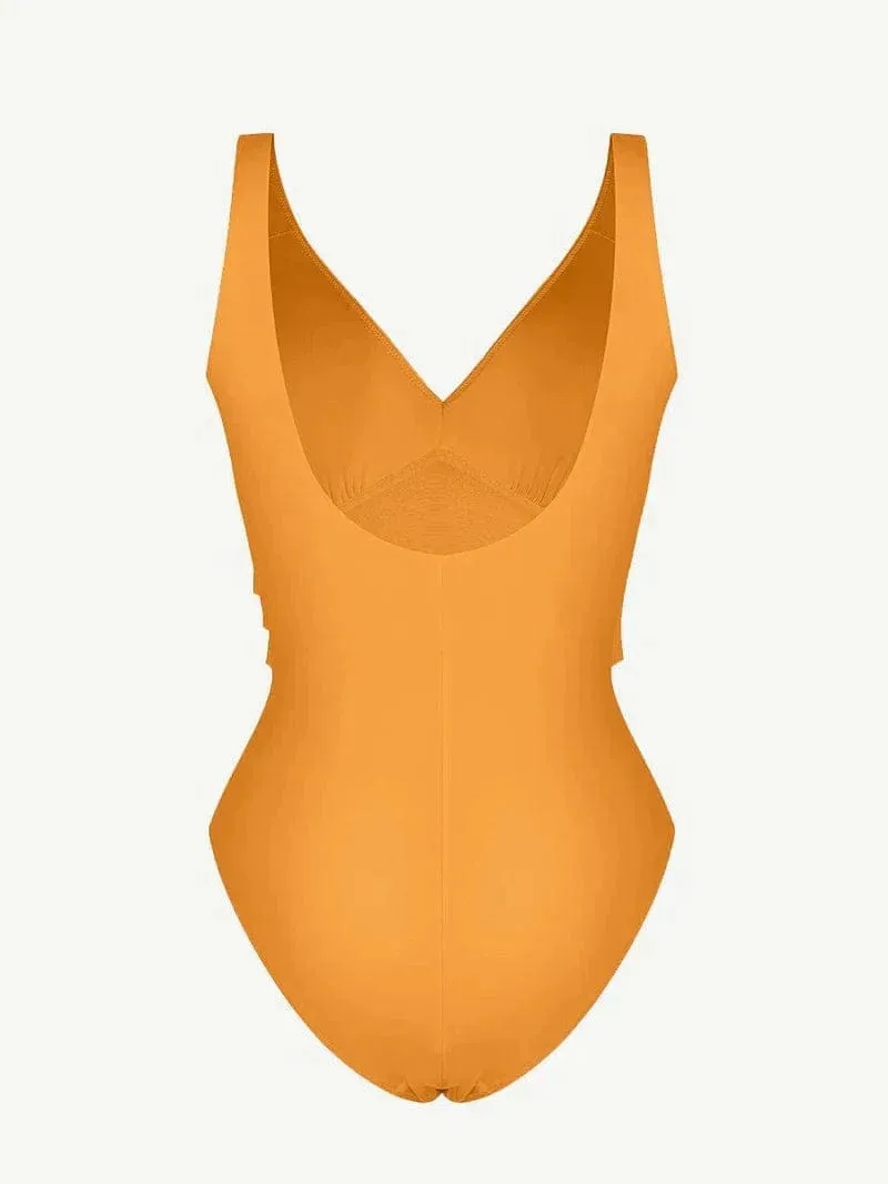 One Piece Plunge Low Back Tummy Control Shaper Swimsuit
