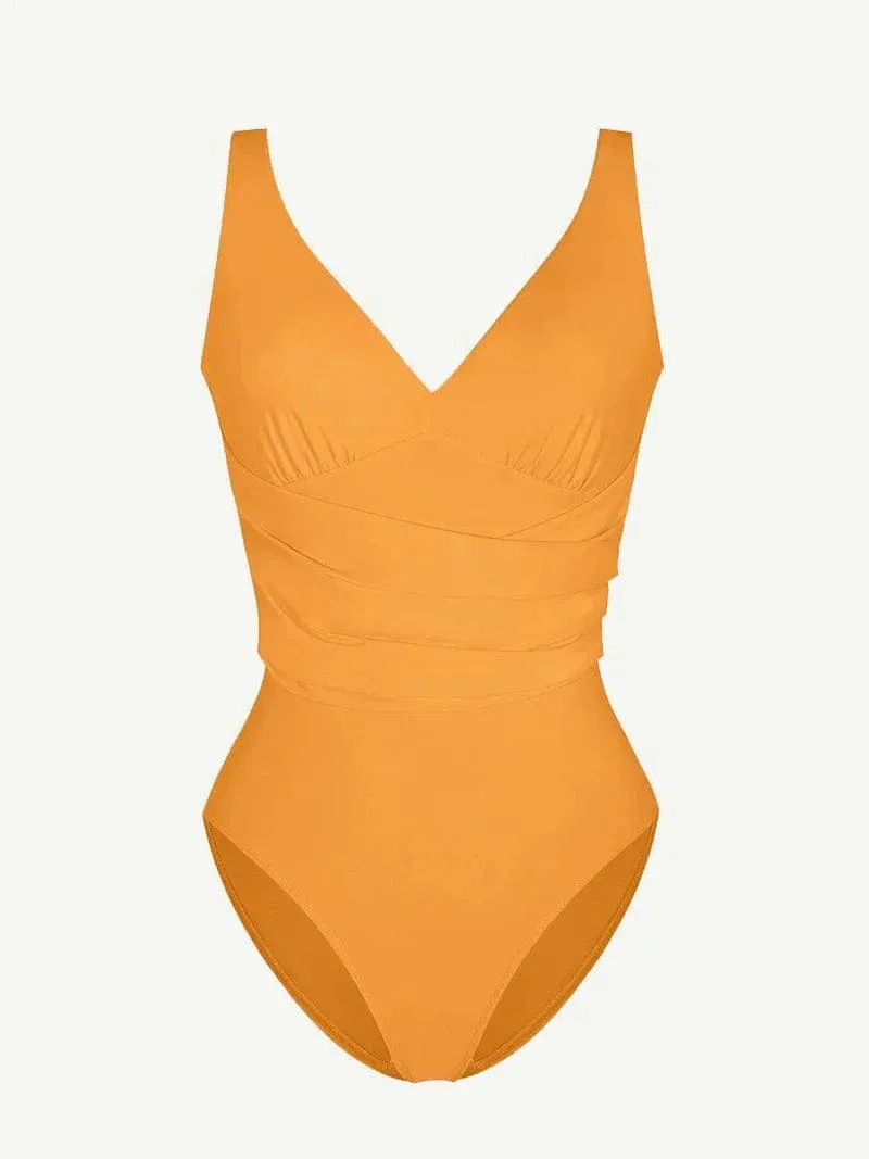 One Piece Plunge Low Back Tummy Control Shaper Swimsuit