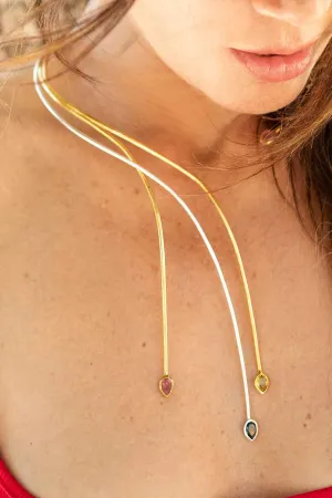 Orange & Yellow Tourmaline Hang Loose Choker Necklace